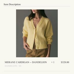 DÔEN Merane cardigan in Dandelion - size XS